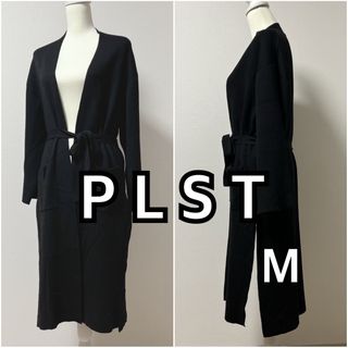 プラステ(PLST)のPLST プラステ ウールロングカーディガン スリット ブラック Mサイズ(カーディガン)