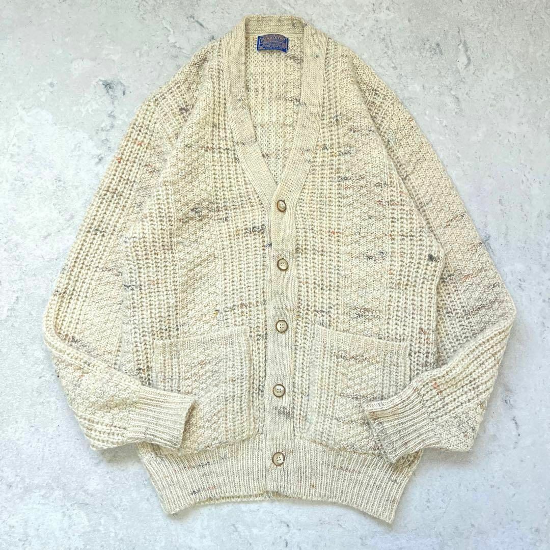 PENDLETON(ペンドルトン)の【希少】70s ペンドルトン USA製ウール ネップ 肉厚 ニット カーディガン メンズのトップス(カーディガン)の商品写真