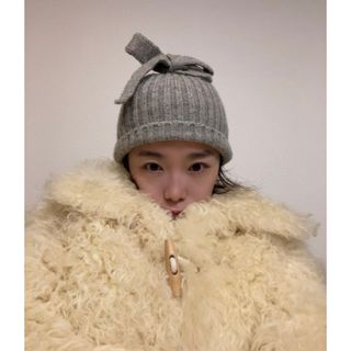 エディットフォールル(EDIT.FOR LULU)の美品＜CLIPPER CASUALS＞RIBBON BEANIE/グレー(ニット帽/ビーニー)