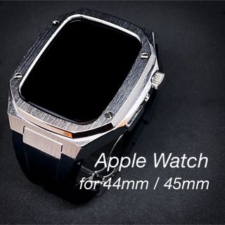 アップルウォッチ(Apple Watch)のAppleWatch アップルウォッチカバー　バンド　ケース　44mm 45mm(ラバーベルト)