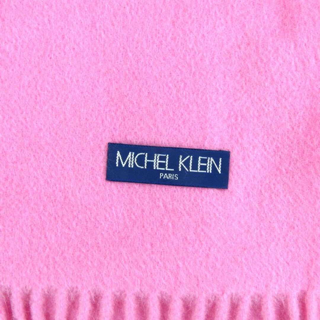 MICHEL KLEIN(ミッシェルクラン)のミッシェルクラン マフラー 無地 フリンジ ロゴ カシミヤ100％ ブランド 小物 レディース ピンク MICHEL KLEIN レディースのファッション小物(マフラー/ショール)の商品写真