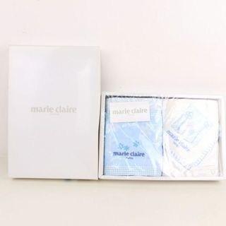 マリクレール(Marie Claire)のマリクレール ハンドタオル 未使用 2枚入り 花柄 綿100％ ブランド 小物 レディース ホワイト mariclaire(タオル/バス用品)