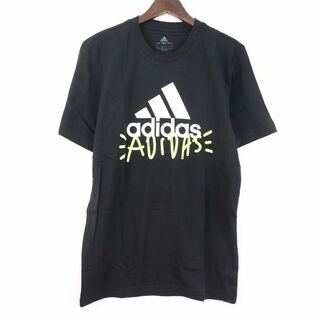 アディダス(adidas)のアディダス 半袖Tシャツ インナーシャツ スポーツウエア― 胸プリント 黒 綿100% メンズ Sサイズ ブラック adidas(Tシャツ/カットソー(半袖/袖なし))