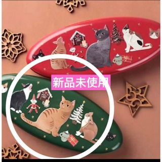 KALDI - カルディ　クリスマスねこオーバル缶　カルディクリスマス　猫　ネコ　菓子付き