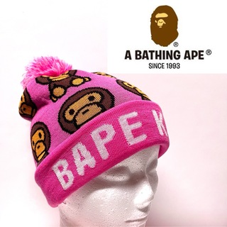 A BATHING APE Knit Cap Pink