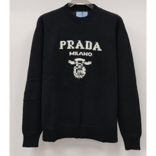 PRADA プラダ 22AW Wool and cashmere crew-neck sweater フロントロゴ刺繍 ニットセーター ホワイト UMB223 S211 1YMW レディース