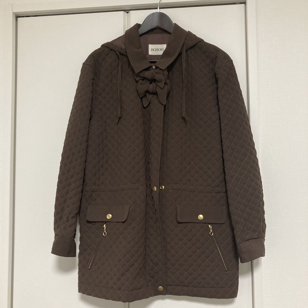【美品】インゲボルグ リボン付きキルティングロングジャケットコート ブラウン❁⃘ | フリマアプリ ラクマ