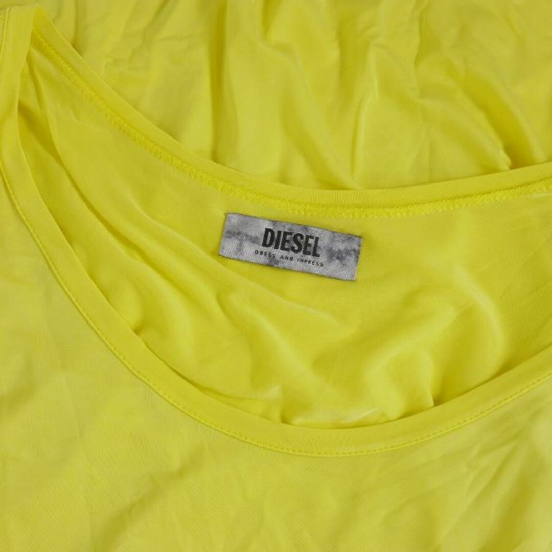 DIESEL(ディーゼル)のディーゼル DIESEL スリット ドレープ カットソー Tシャツ 半袖 S 黄 レディースのトップス(カットソー(長袖/七分))の商品写真