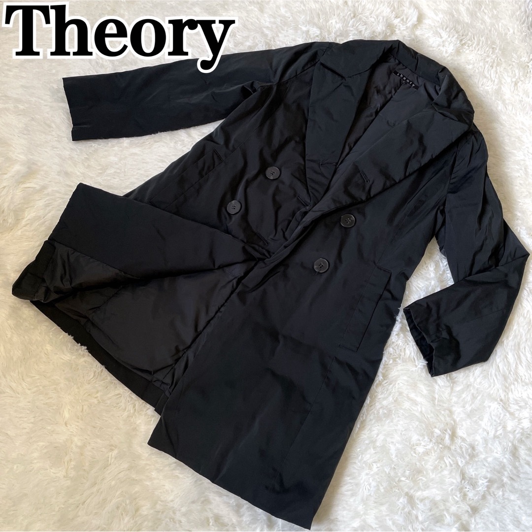 極美品 theory ロング ダウンコート ブラック Sレディース