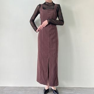 古着 thyme maternity マキシ丈 ノースリーブ ベロア ワンピース レディースS /eaa393387(その他)