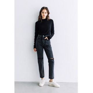 ダブルシージャパン(WC JAPAN)のWCJ★SLIM KNEE CUT DENIM PANTS【ブラック】(デニム/ジーンズ)