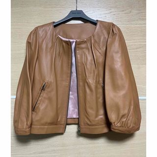 ザラ(ZARA)のラムレザー　ノーカラージャケット(レザージャケット)