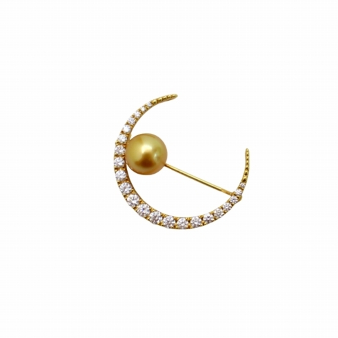 MIKIMOTO(ミキモト)のミキモト 白蝶真珠 ゴールデンパール ダイヤモンド K18 ブローチ レディースのアクセサリー(ブローチ/コサージュ)の商品写真