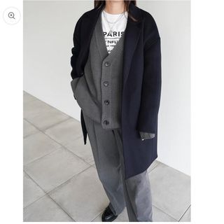 I Need More Shoes ダブルフェイスウールコート　ネイビー(ロングコート)
