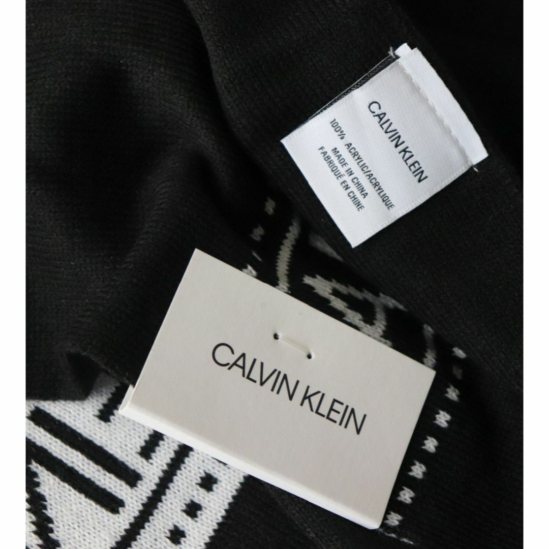 Calvin Klein(カルバンクライン)の13,200円新品タグ付き【カルバンクライン】無地ロゴ マフラー 黒 メンズのファッション小物(マフラー)の商品写真