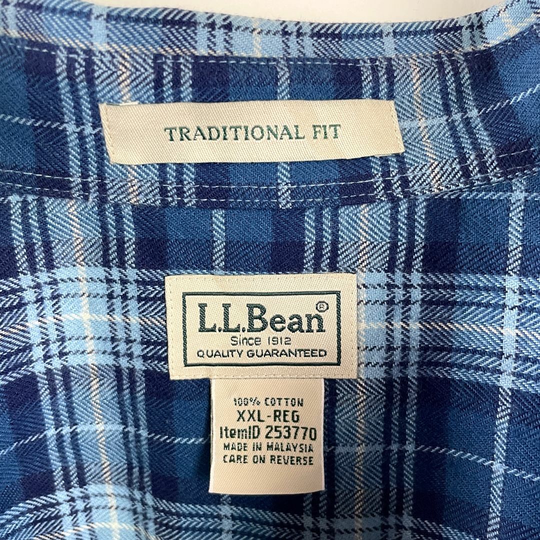 L.L.Bean(エルエルビーン)のビッグサイズ エルエルビーン 長袖ボタンダウンシャツ チェック 紺 青 XXL メンズのトップス(シャツ)の商品写真