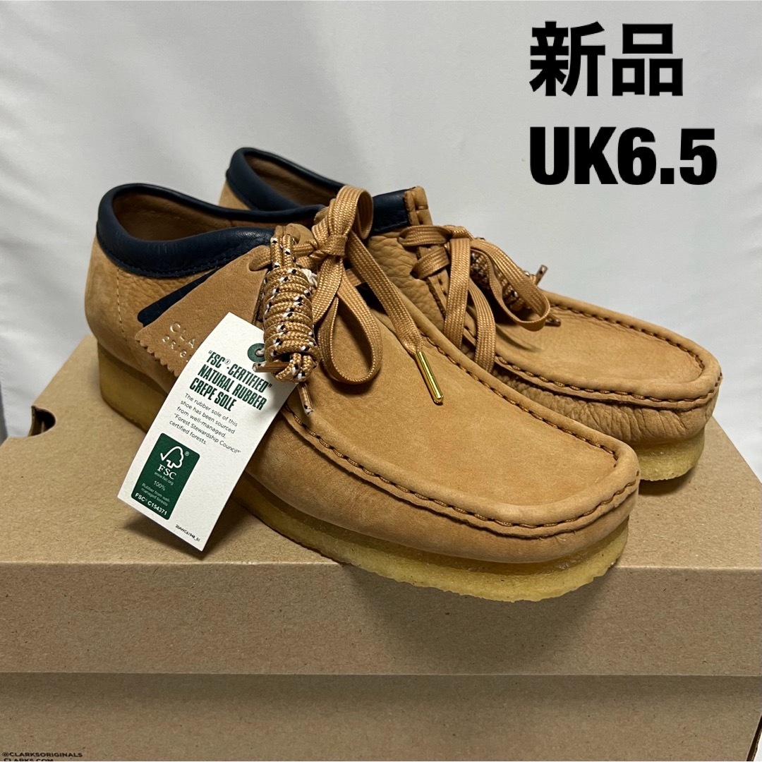 新品 CLARKS ORIGINALS クラークス メンズ ワラビーライトタン×ネイビーサイズ