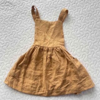 キャラメルベビー&チャイルド(Caramel baby&child )のBEBE ORGANIC 吊りスカート 2y べべオーガニック リネン(ワンピース)