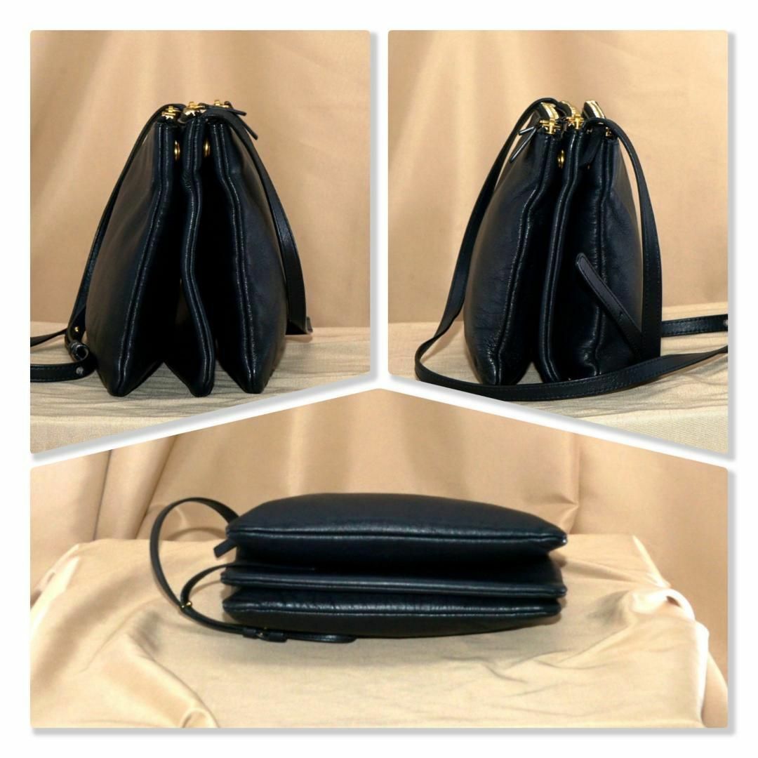 celine(セリーヌ)の【美品】CELINE セリーヌ　カーフ　トリオ　スモール　ショルダーバッグ　黒 レディースのバッグ(ショルダーバッグ)の商品写真