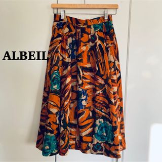 【新品】　ALBEIL フレアスカート　ロングスカート　花柄　総柄　大きいサイズ(ロングスカート)