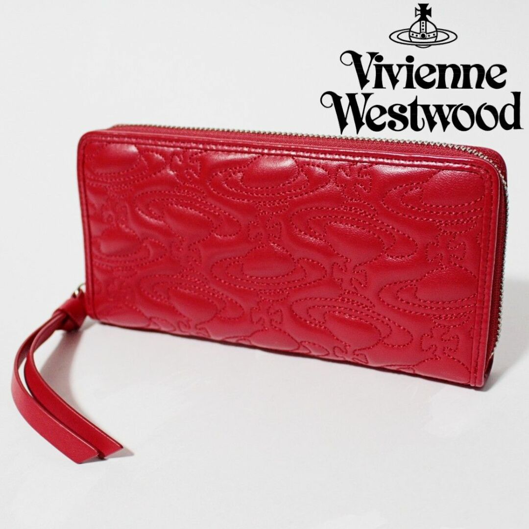 Vivienne Westwood(ヴィヴィアンウエストウッド)の新品 ヴィヴィアンウエストウッド 羊革 ステッチオーブ ラウンドファスナー長財布 レディースのファッション小物(財布)の商品写真