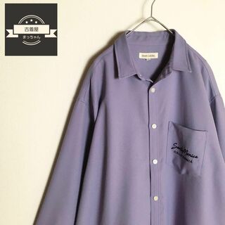 【長袖シャツ】刺繍デザイン LLサイズ 生地感 紫 ビッグシルエット 古着(シャツ)