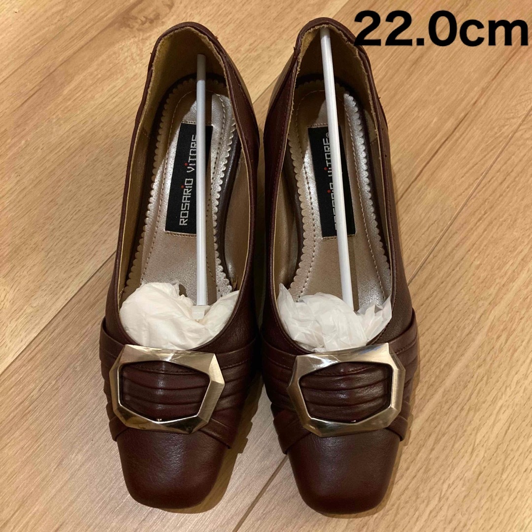 GINZA Kanematsu(ギンザカネマツ)の匿名配送　パンプス　ローヒール　ブラウン　ワインレッド　靴　22cm 幅広 レディースの靴/シューズ(ハイヒール/パンプス)の商品写真