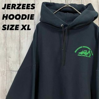 ジャージーズ(JERZEES)のアメリカ古着　JERZEES ワンポイントプリントスエットパーカー　サイズXL黒(パーカー)