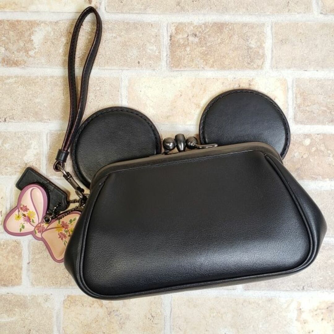 COACH×Disney コーチ ディズニー がま口レザーバッグ ブラウン