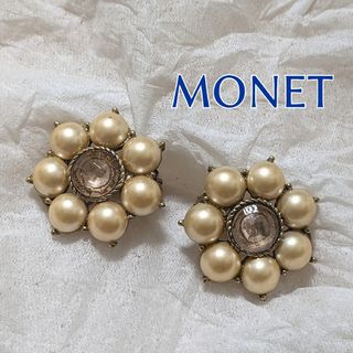 MONET イヤリング モネ アンティーク パール ゴールド フラワー 金(イヤリング)