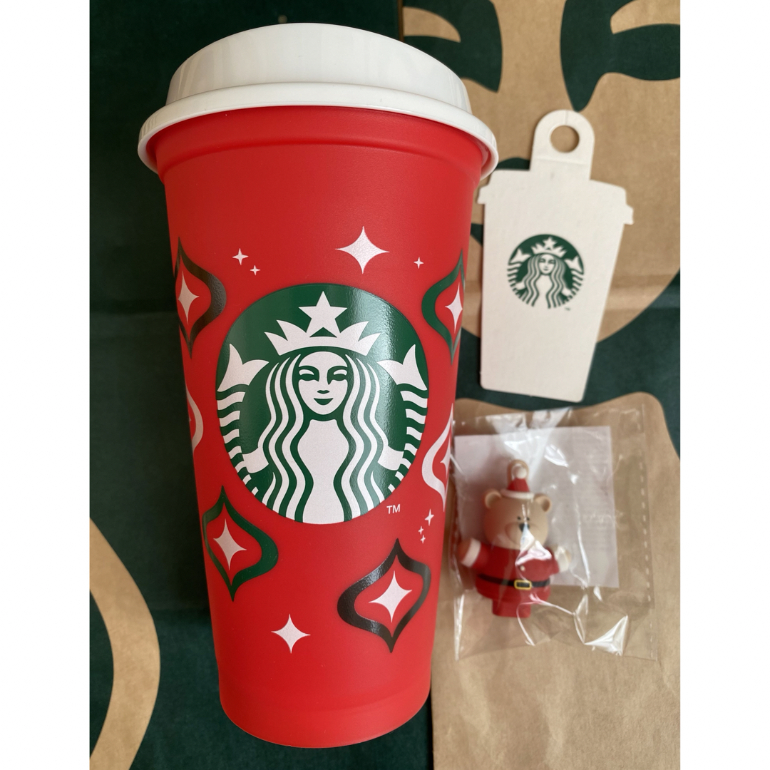 Starbucks Coffee(スターバックスコーヒー)のホリデー2023リユーザブルカップ専用ドリンクホールキャップベアリスタサンタ インテリア/住まい/日用品のキッチン/食器(タンブラー)の商品写真