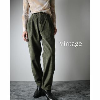 アートヴィンテージ(ART VINTAGE)の【vintage】2タック ワイド コーデュロイ パンツ 太畝 カーキ W34(チノパン)