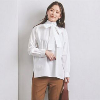 ユナイテッドアローズ(UNITED ARROWS)の＜UNITED ARROWS＞C リボン ボウタイ ブラウス ホワイト(シャツ/ブラウス(長袖/七分))