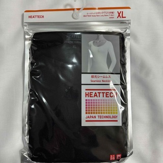 ユニクロ(UNIQLO)のユニクロ　ヒートテックUネックT(八分袖)  ブラック　XL(アンダーシャツ/防寒インナー)