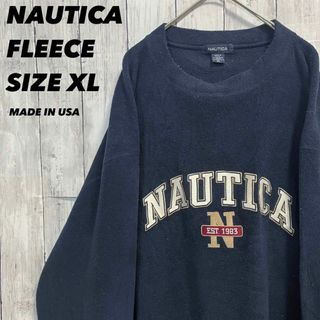 ノーティカ(NAUTICA)のUSA製ヴィンテージ古着NAUTICAノーティカ　センターロゴ刺繍フリースXL(スウェット)