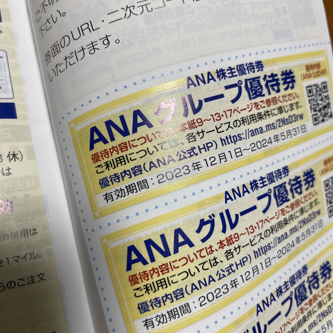 ANA 株主優待券　期限2024年11月30日 チケットの優待券/割引券(その他)の商品写真