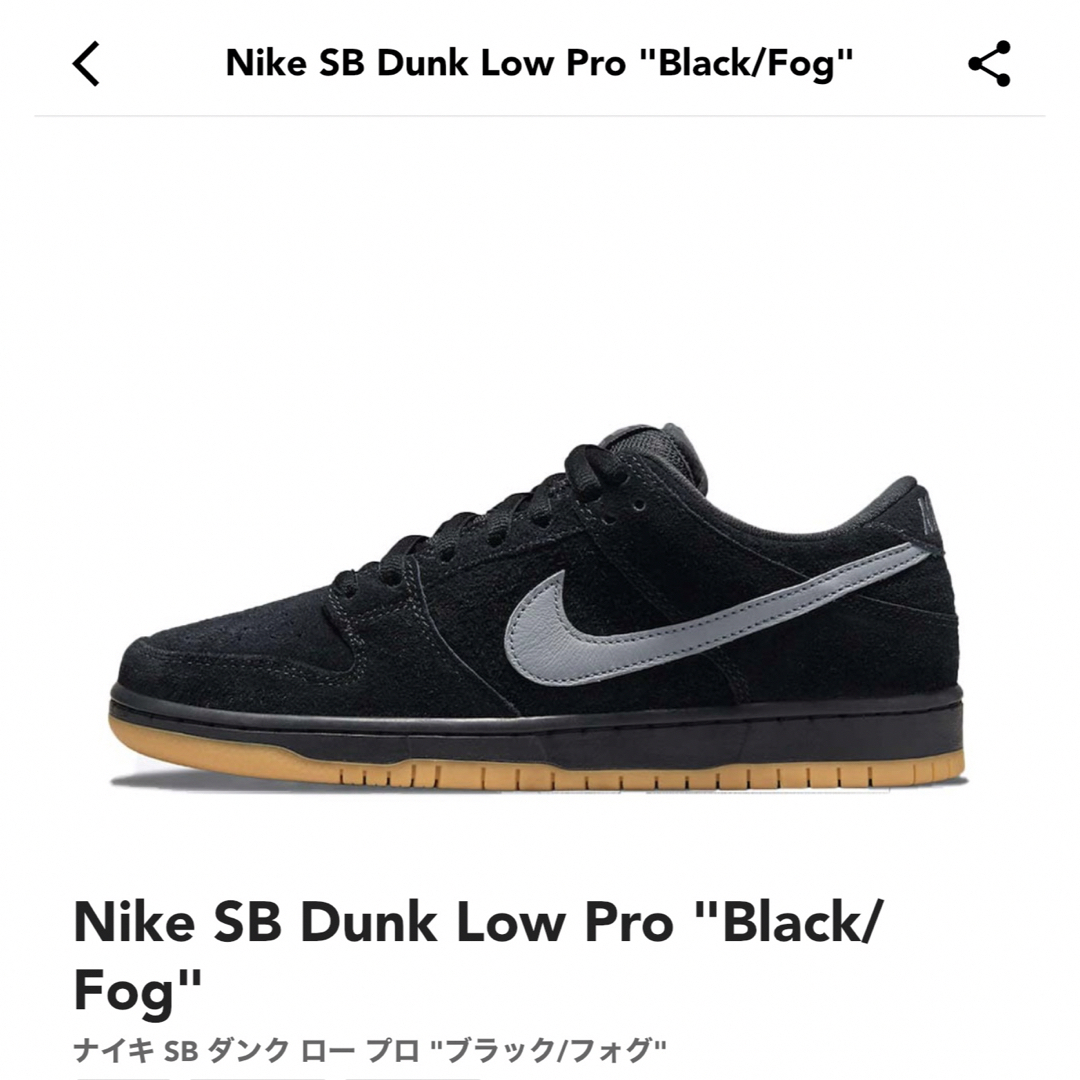 NIKE(ナイキ)のNike SB Dunk Low Pro "Black/ Fog" 27cm メンズの靴/シューズ(スニーカー)の商品写真