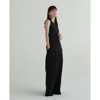 【美品】louren slub tweed wide pants black (カジュアルパンツ)