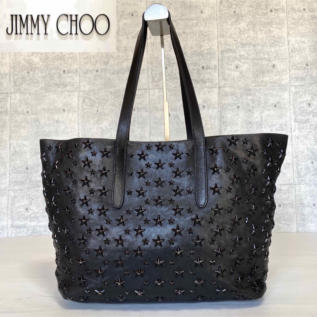 【極美品】JIMMY CHOO SASHA/M オフホワイト A4 トートバッグ