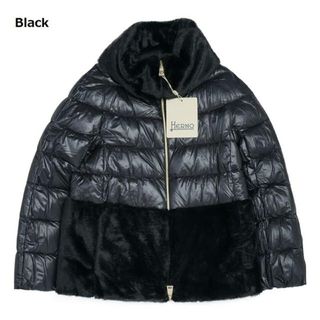 ヘルノ(HERNO)のHERNO(ヘルノ) PI1123D NYLON ULTRALIGHT CAPE WITH ECOFUR Black(ダウンジャケット)