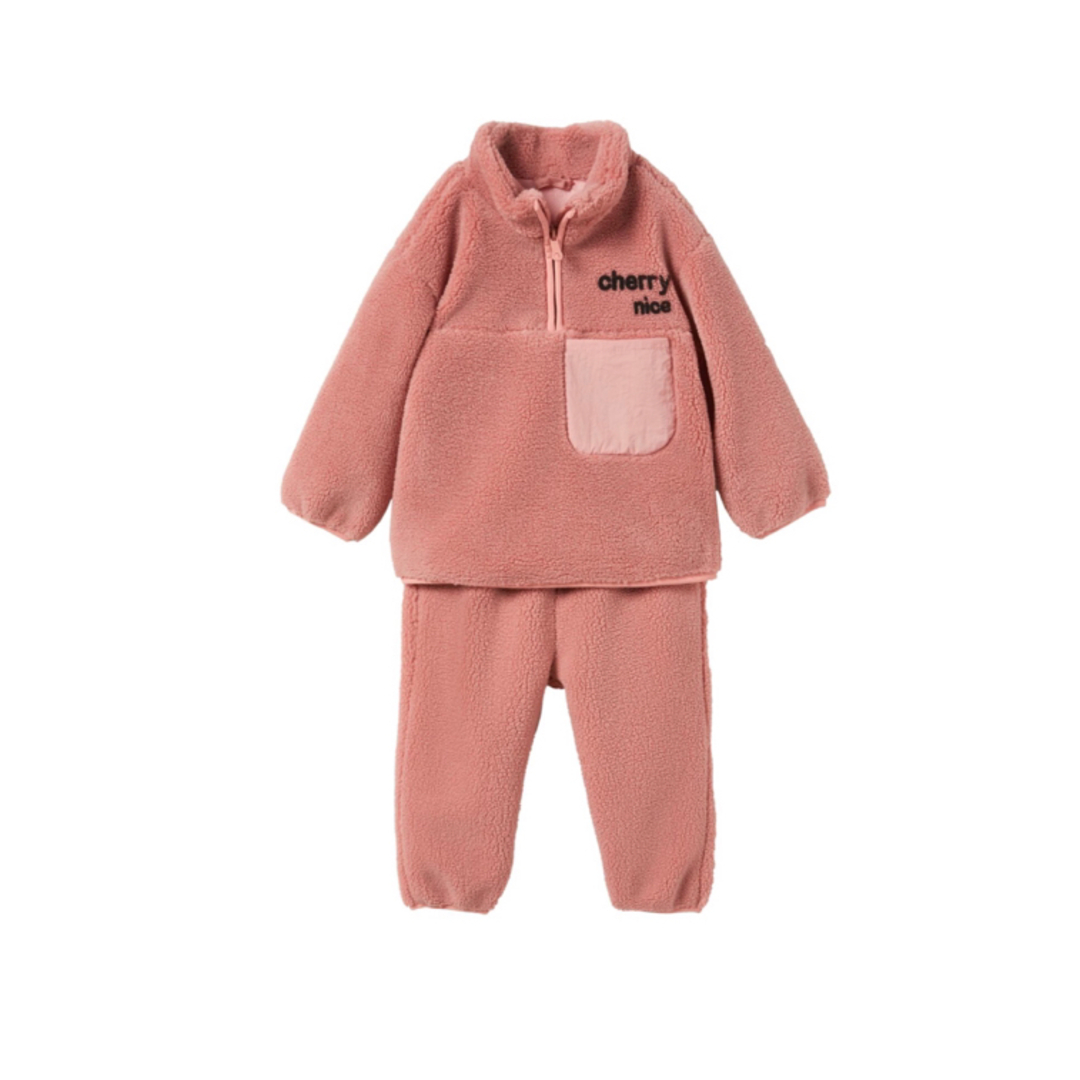 ZARA KIDS(ザラキッズ)のzarababy ハーフジップ　ボア　セットアップ　80 キッズ/ベビー/マタニティのベビー服(~85cm)(ジャケット/コート)の商品写真