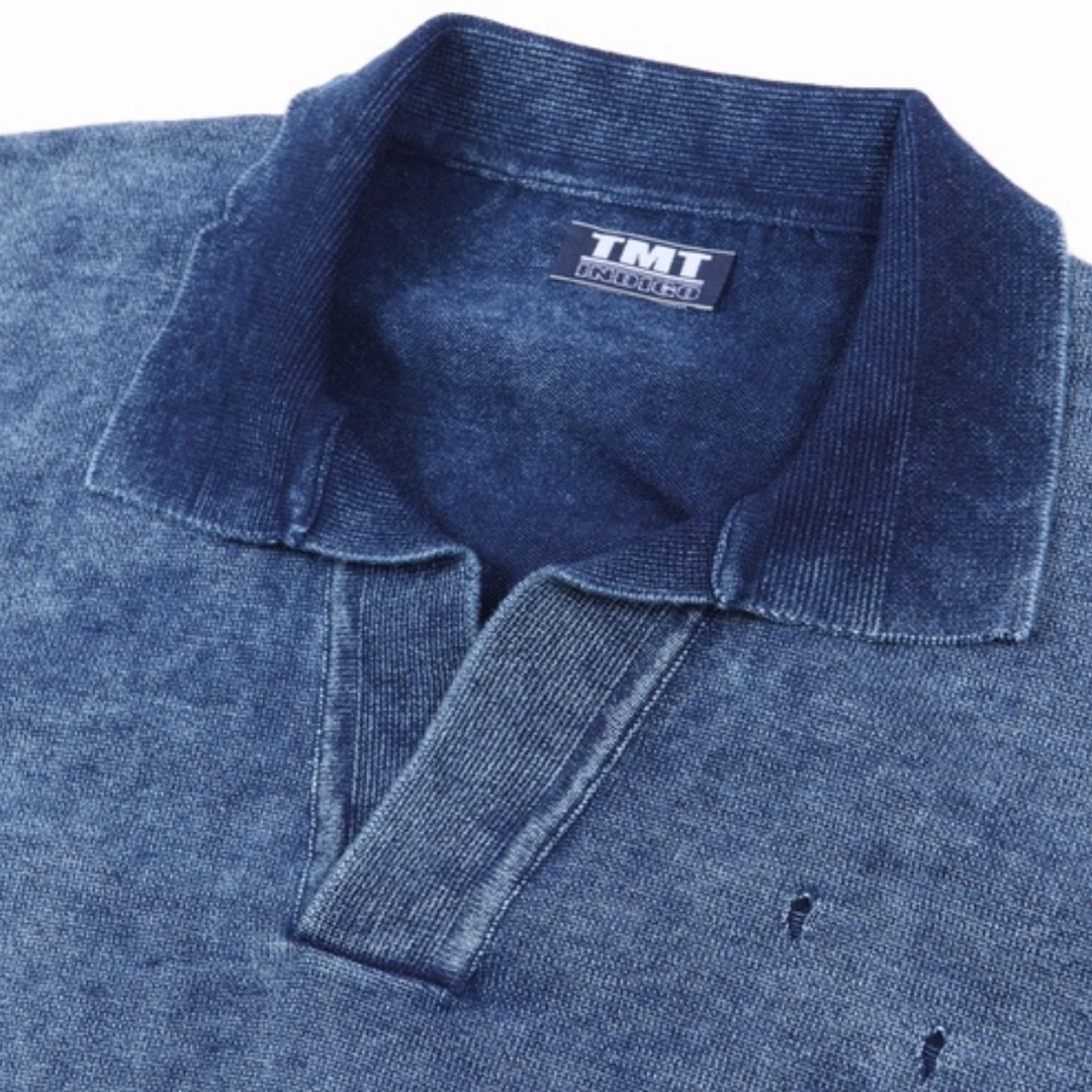 TMT(ティーエムティー)のTMT INDIGO VINTAGE PROCESSING KNIT POLO メンズのトップス(Tシャツ/カットソー(半袖/袖なし))の商品写真