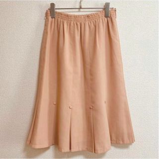 st151 プリーツスカート ベージュオレンジ シンプル(ひざ丈スカート)