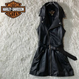 ハーレーダビッドソン(Harley Davidson)の美品 レア ハーレーダビットソン ノースリーブ レザーコート L(ライダースジャケット)