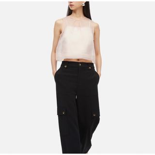 エイチアンドエム(H&M)のh&m ダブルレイヤーシアートップス(カットソー(半袖/袖なし))