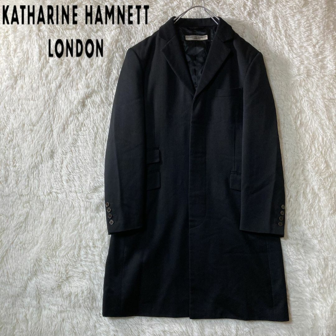 KATHARINE HAMNETT(キャサリンハムネット)の美品 キャサリンハムネットロンドン ウール100% チェスターコート L メンズのジャケット/アウター(チェスターコート)の商品写真