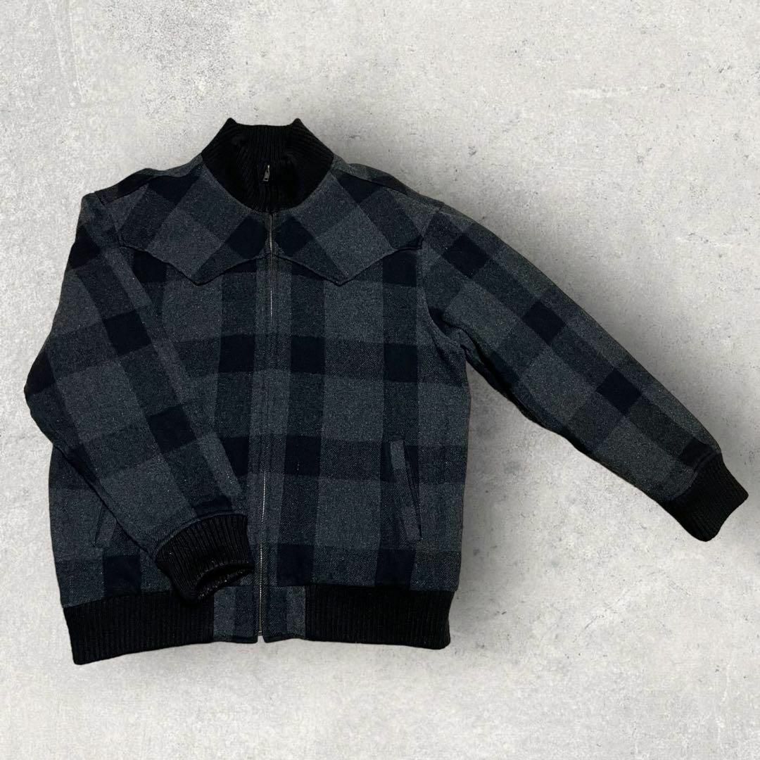 WOOLRICH - 美品 90s WOOL RICH チェック柄 ウールブルゾン L グレーの ...