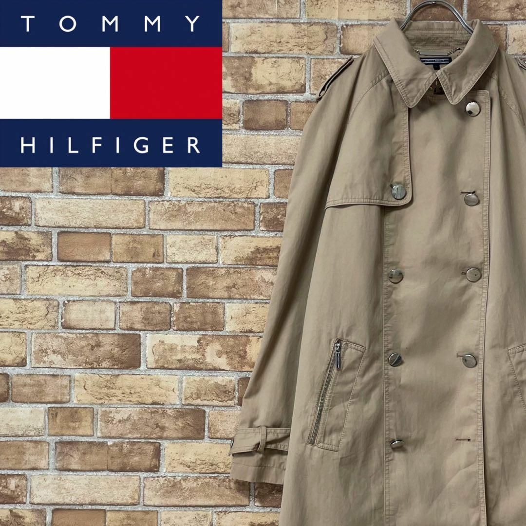 TOMMY HILFIGER(トミーヒルフィガー)のトミーヒルフィガー　トレンチコート　ロング　メタルボタン　古着女子　L レディースのジャケット/アウター(トレンチコート)の商品写真