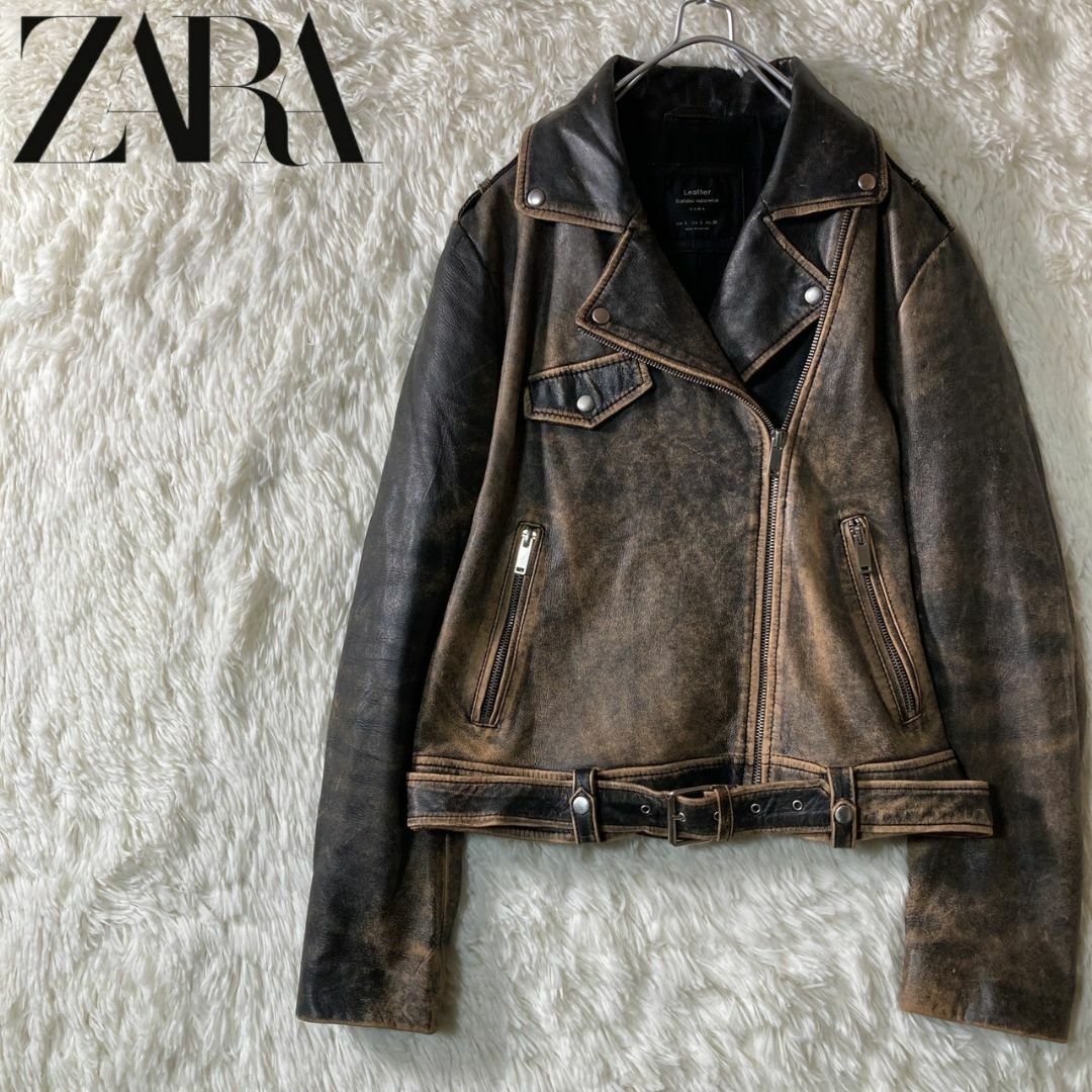 zara  ダブル ライダースジャケット L