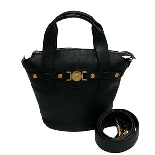 極 美品 希少品 VERSACE ヴェルサーチ メデューサ 金具 レザー 本革 トートバッグ ハンドバッグ ミニ ボストンバッグ ブラウン 11817